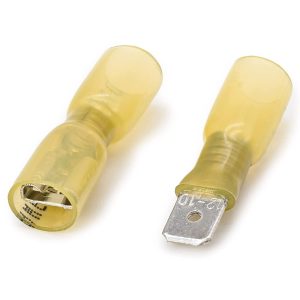 Male Female Spade Connectors F2 6.3mm 1/4'' 12-10 AWG Yellow